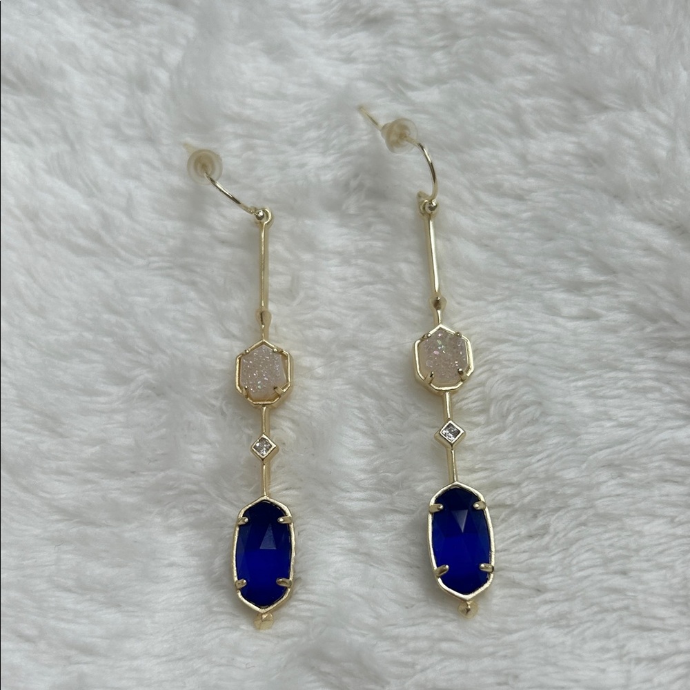 Kendra Scott Gold and Blue Dangle Earrings